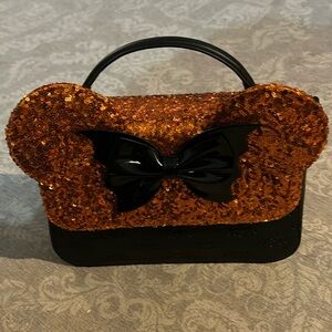 Loungefly Black and Orange Sequin Bow Bag
